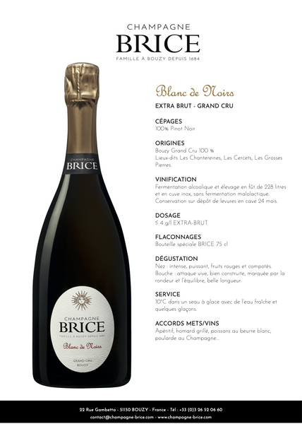 Champagne BRICE Blanc de Noirs Grand Cru Brut NV 750ml