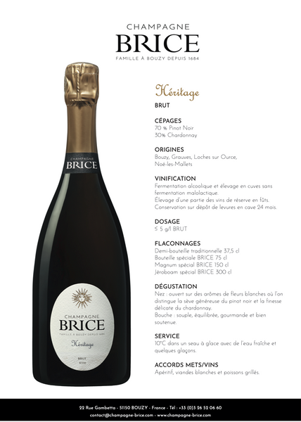 Champagne BRICE Heritage Brut NV 750ml