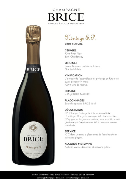 Champagne BRICE Heritage E.P. Brut Nature NV 750ml