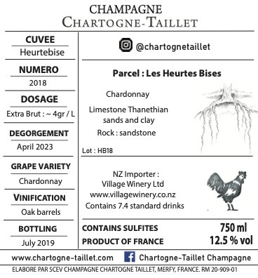 Champagne Chartogne-Taillet Heurtebise BdB Extra Brut 2018 750ml