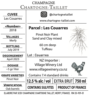 Champagne Chartogne-Taillet Les Couarres Blanc de Noirs Extra Brut N•2018 750ml