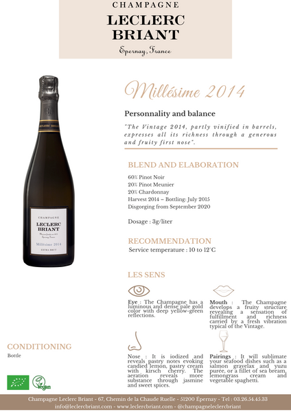 Champagne Leclerc Briant Millésime 2014 Extra-Brut 750ml