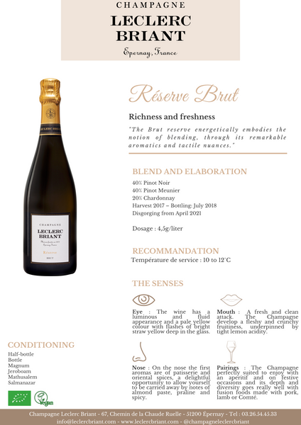 Champagne Leclerc Briant Reserve  Brut 750ml