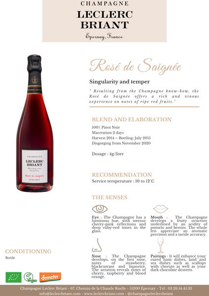 Champagne Leclerc Briant Rose de Saignee Extra Brut 2014 750ml
