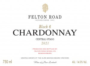 Felton Road Chardonnay Block 6 Central Otago 2021 750ml