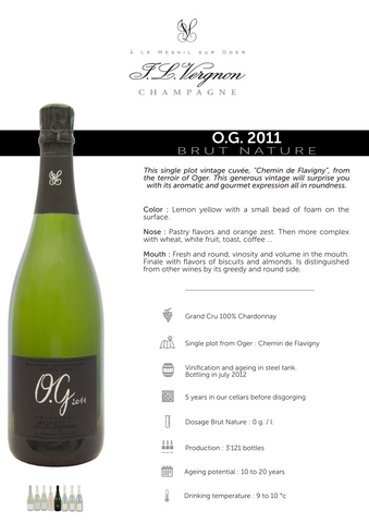 Champagne J L Vergnon O.G Brut Nature Grand Cru Blanc de Blancs 2015 750ml