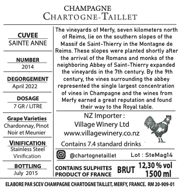 Champagne Chartogne-Taillet Cuvee Sainte Anne Brut NV 1500ml