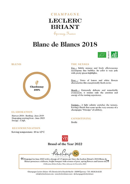 Champagne Leclerc Briant Blanc de Blancs Extra Brut 2018 750ml