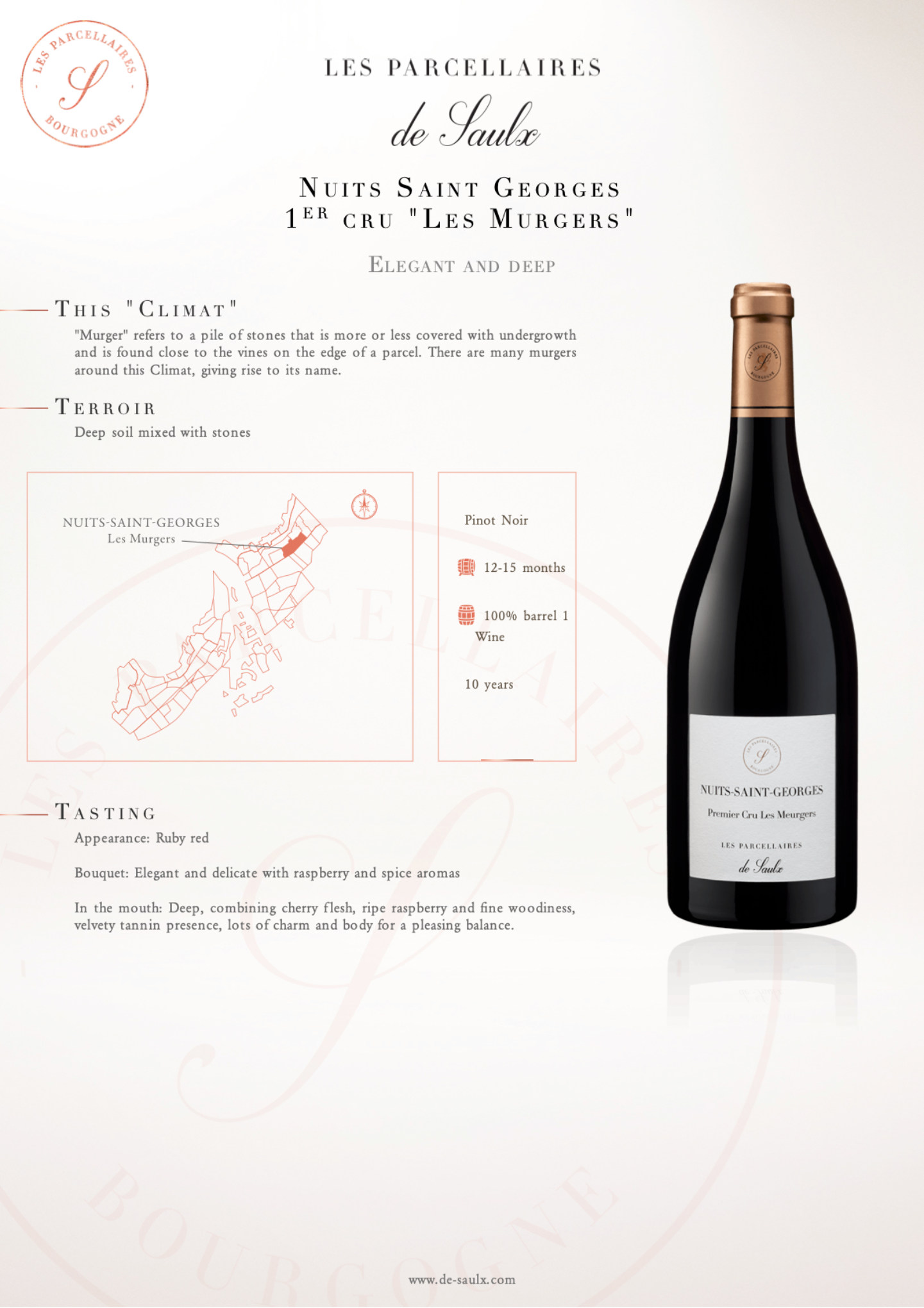 Les Parcellaires de Saulx Nuits Saint Georges 1er Cru Les Murgers Rouge 2018 750ml