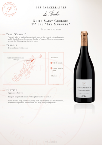 Les Parcellaires de Saulx Nuits Saint Georges 1er Cru Les Murgers Rouge 2018 750ml