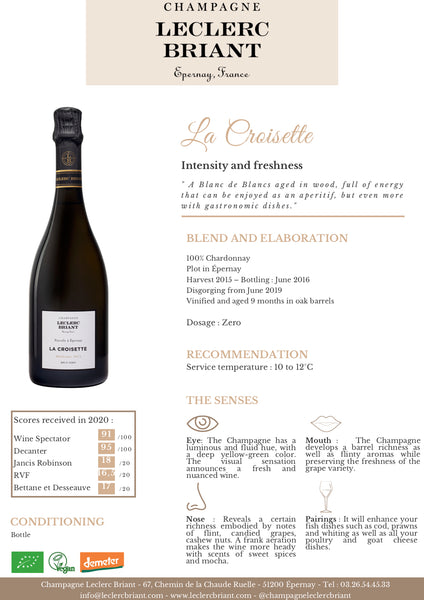 Champagne Leclerc Briant La Croisette Brut Nature 2015 750ml