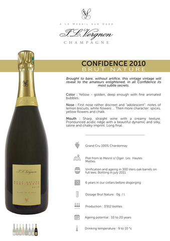 Champagne J L Vergnon Hautes Mottes 'Confidence' Brut Nature Grand Cru Blanc de Blancs Millesime 2009 750ml