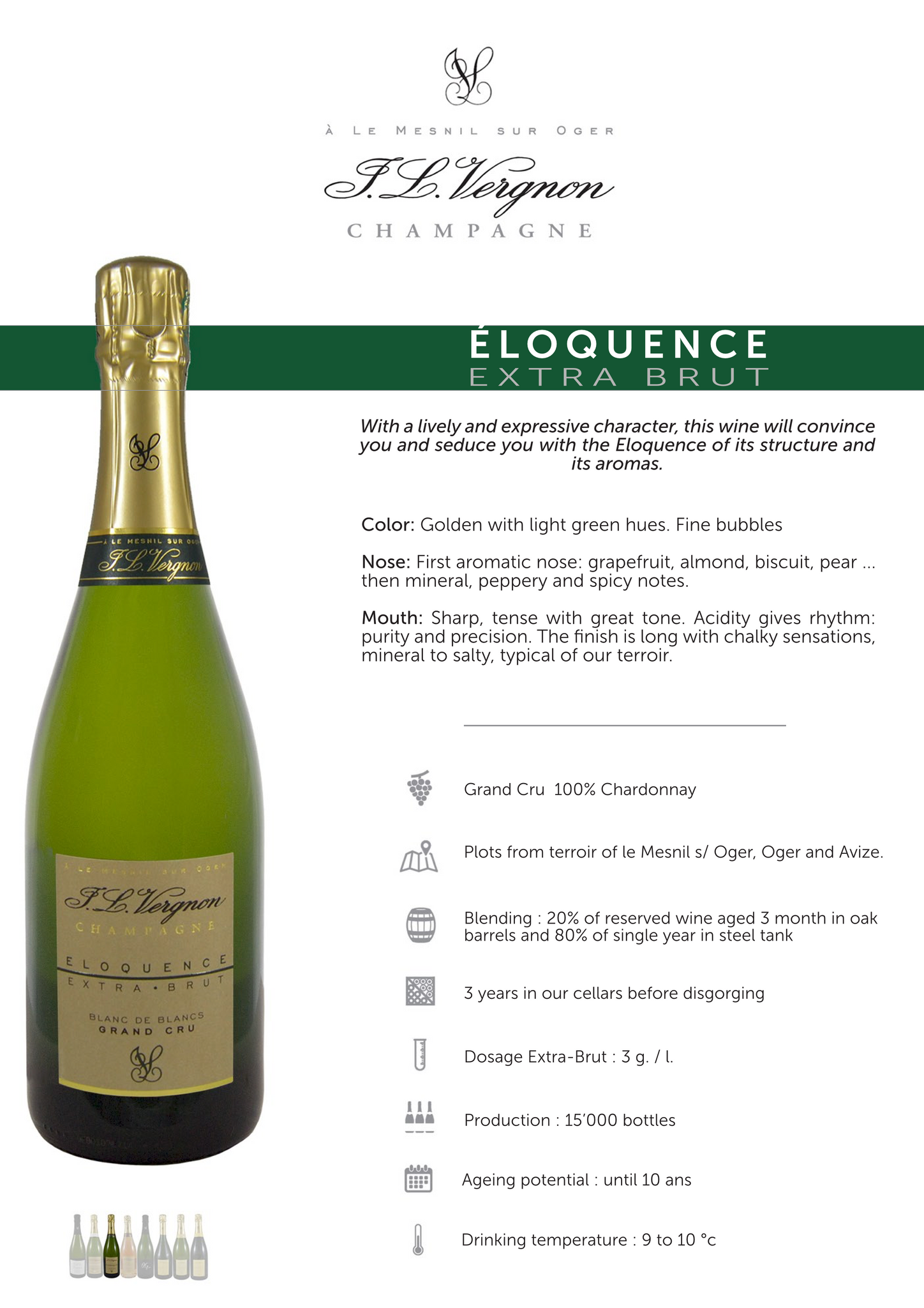 Champagne J L Vergnon Eloquence Extra Brut Grand Cru Blanc de Blancs NV 750ml