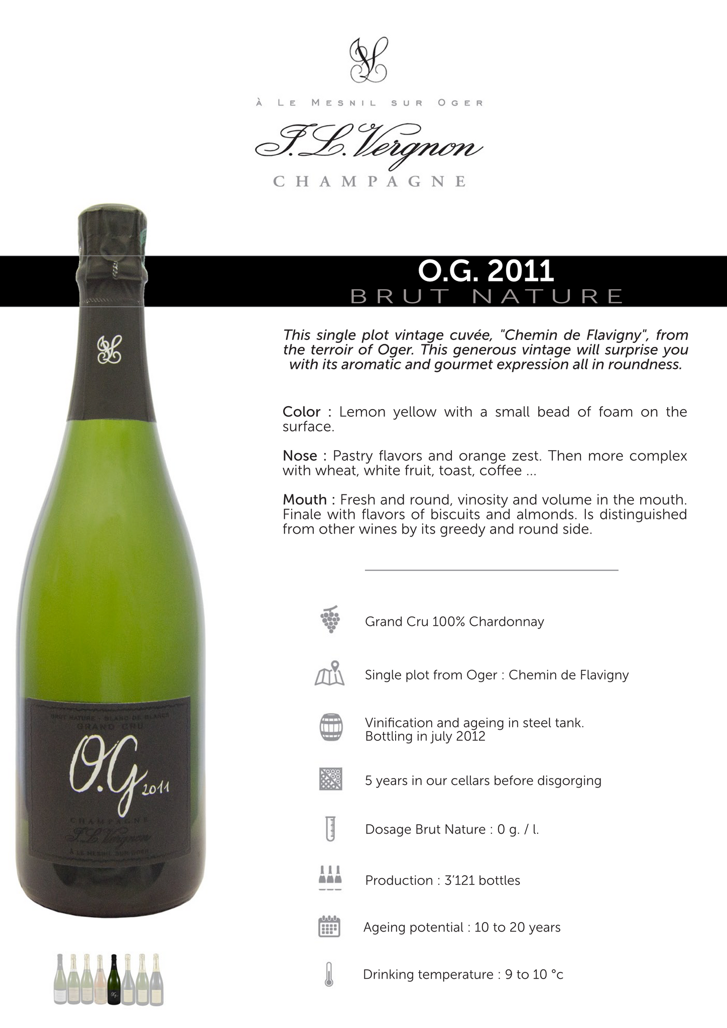 Champagne J L Vergnon O.G Brut Nature Grand Cru Blanc de Blancs 2011 750ml