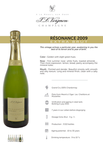 Champagne J L Vergnon MSNL 'Resonance'  Extra Brut Blanc de Blancs Grand Cru 2008 750ml