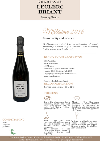 Champagne Leclerc Briant Millésime 2016 Extra-Brut 750ml