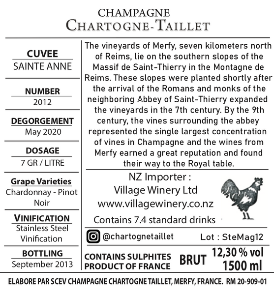 Champagne Chartogne-Taillet Cuvee Sainte Anne Brut NV 1500ml